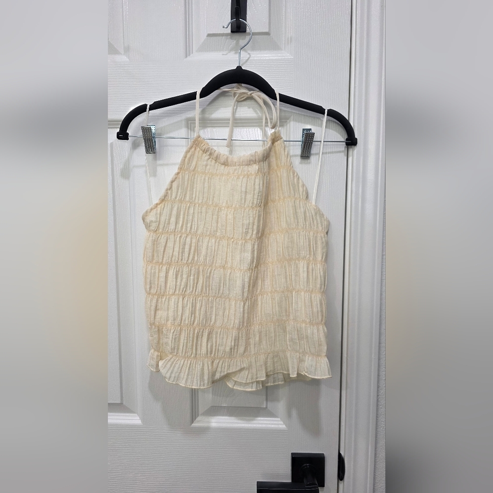 Vici Cream Smocked Halter Top and Skirt - Picture 3 of 6